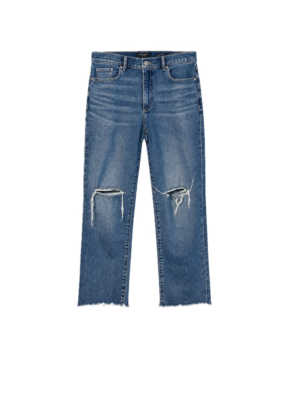 Banana Republic Distressed High-Rise Straight Jeans - Medium Wash, Size 30